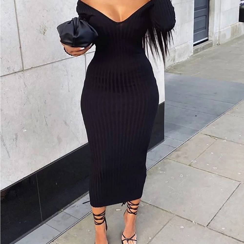 Elegant Black Off-Shoulder Dress
